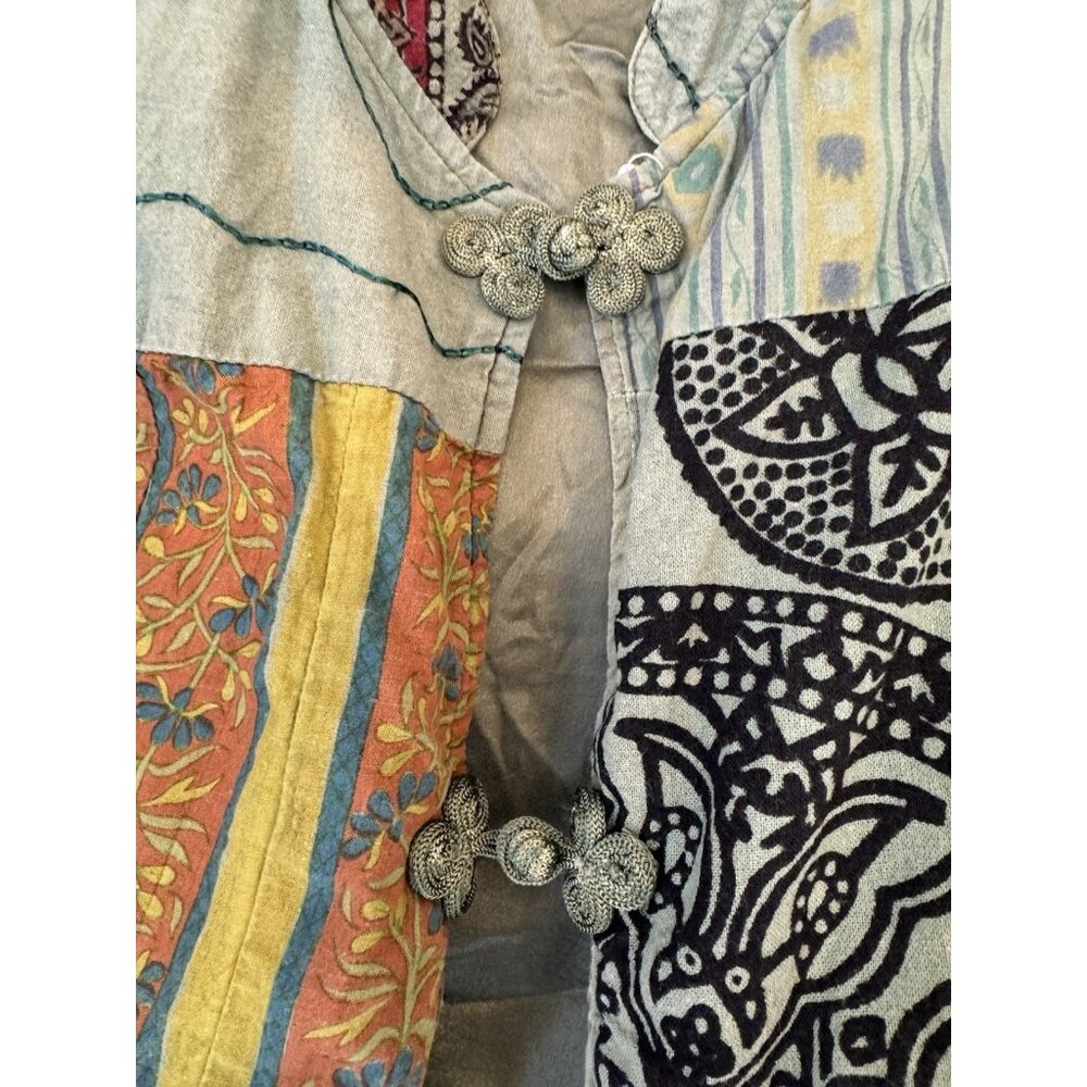 Patchwork kantha quilt kimono Jacket Green Embroidered Boho Art to Wear Hippie - Picture 5 of 16